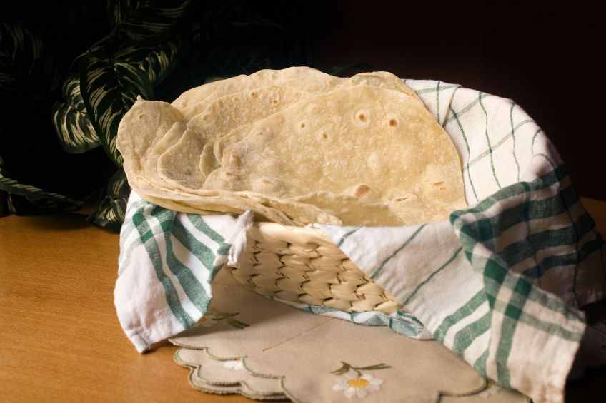 Homemade Flour Tortillas Cook Plate Fork