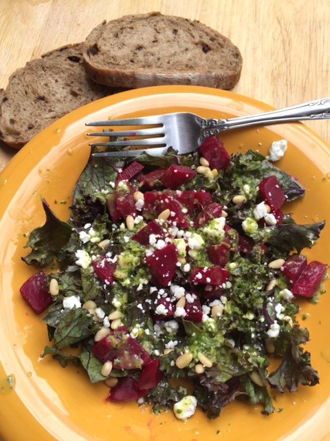 Red Kale Beets and Sweet Cilantro Vinaigrette