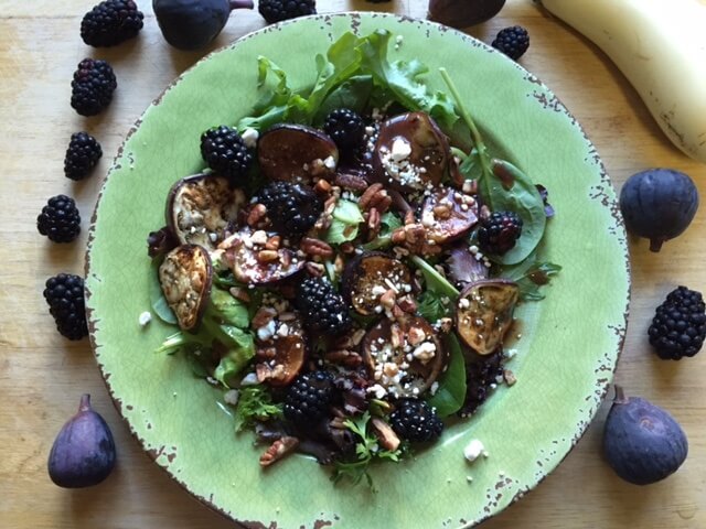 Grilled Figs and Eggplant Salad with Blackberry and Fig Dressing