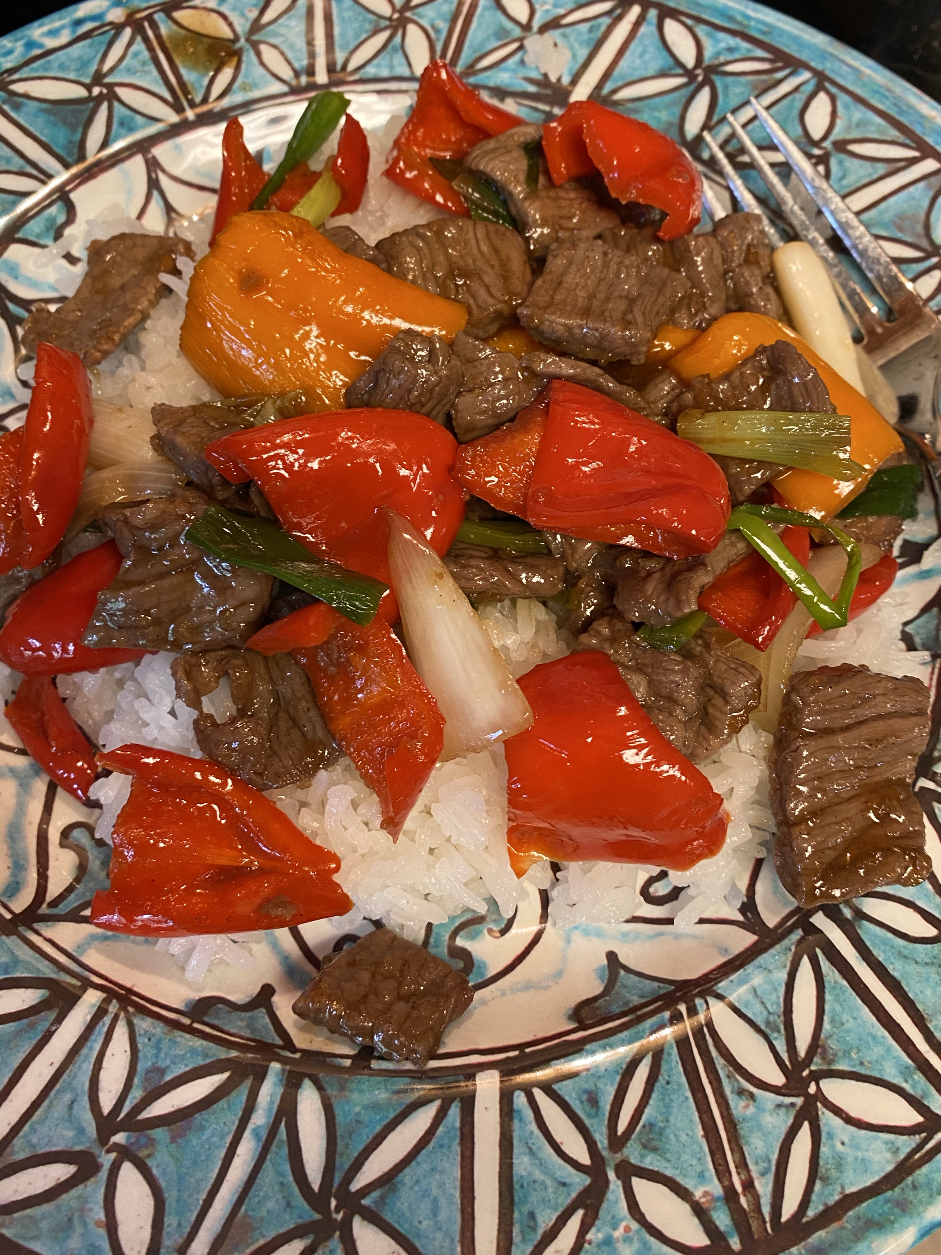 Asian Beef With Peppers & Green Onions