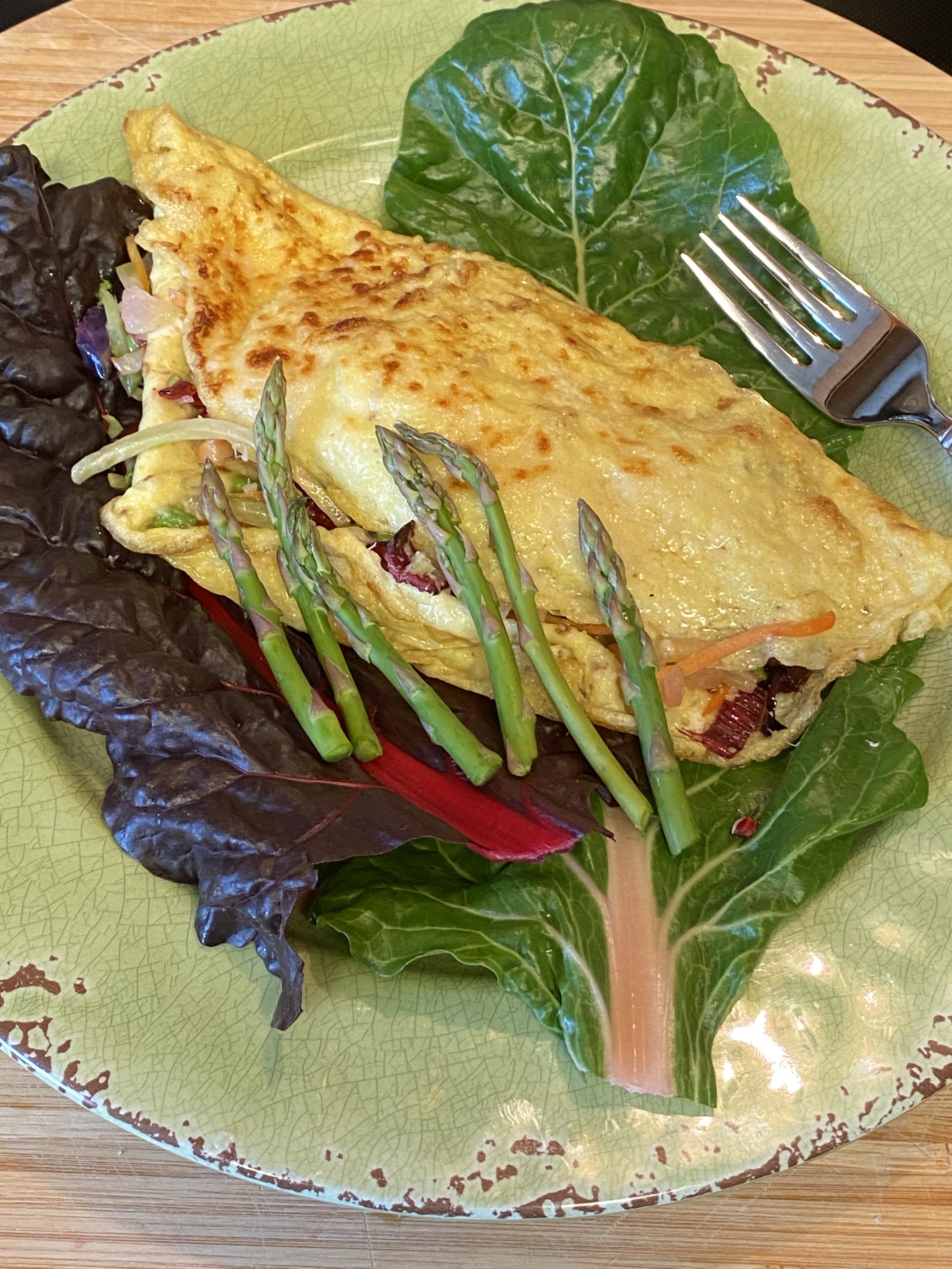 Red Swiss Chard & Asparagus Omelette