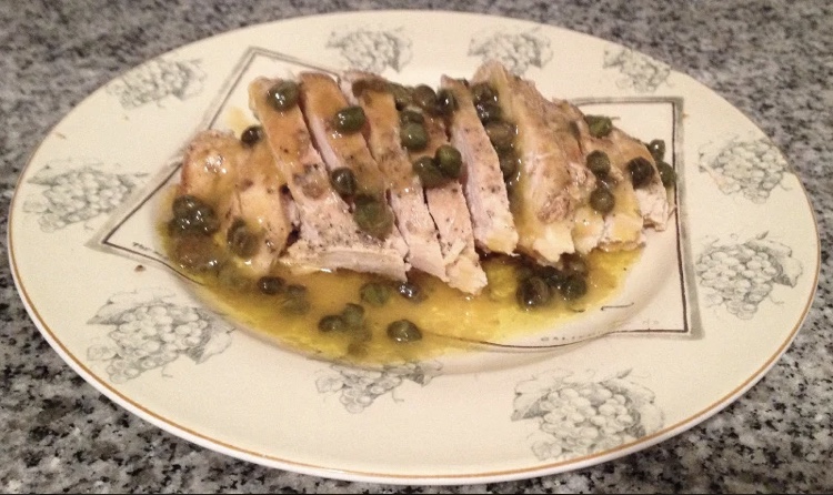 Rotisserie Chicken Breast Topped With a Browned Butter Lemon Caper Sauce