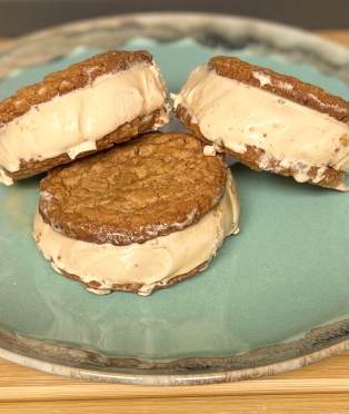 Oatmeal Almond Butter Cookie Ice Cream Sandwiches