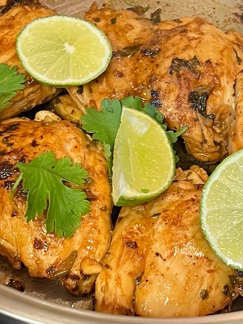 One Skillet Cilantro Lime Chicken Thighs