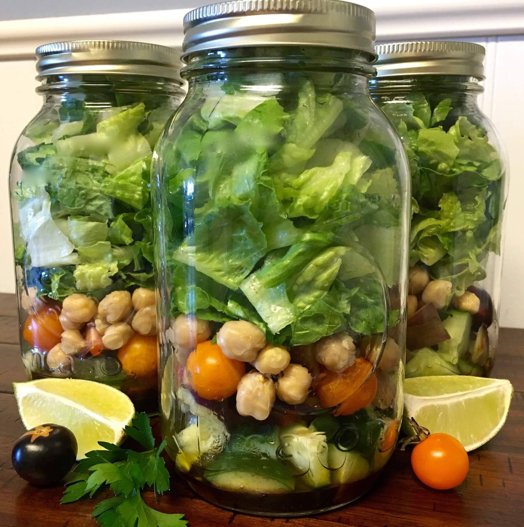 Mason Jar Salad With A Homemade Vinaigrette