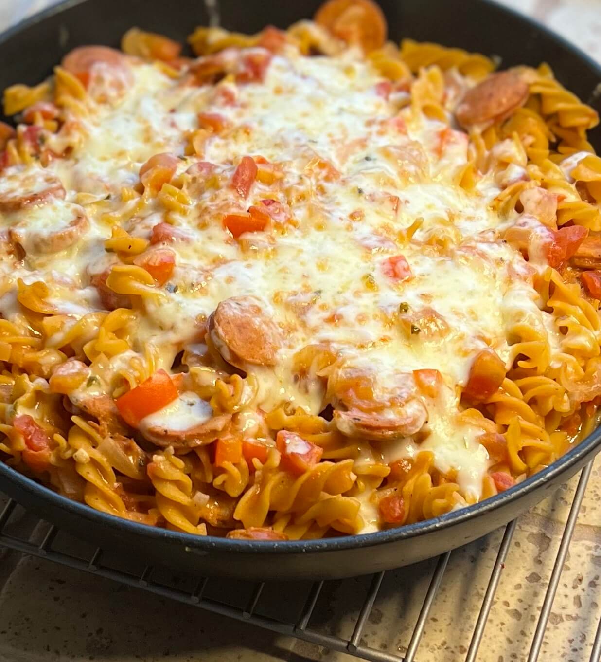 One-Skillet Andouille Sausage Peppers & Pasta