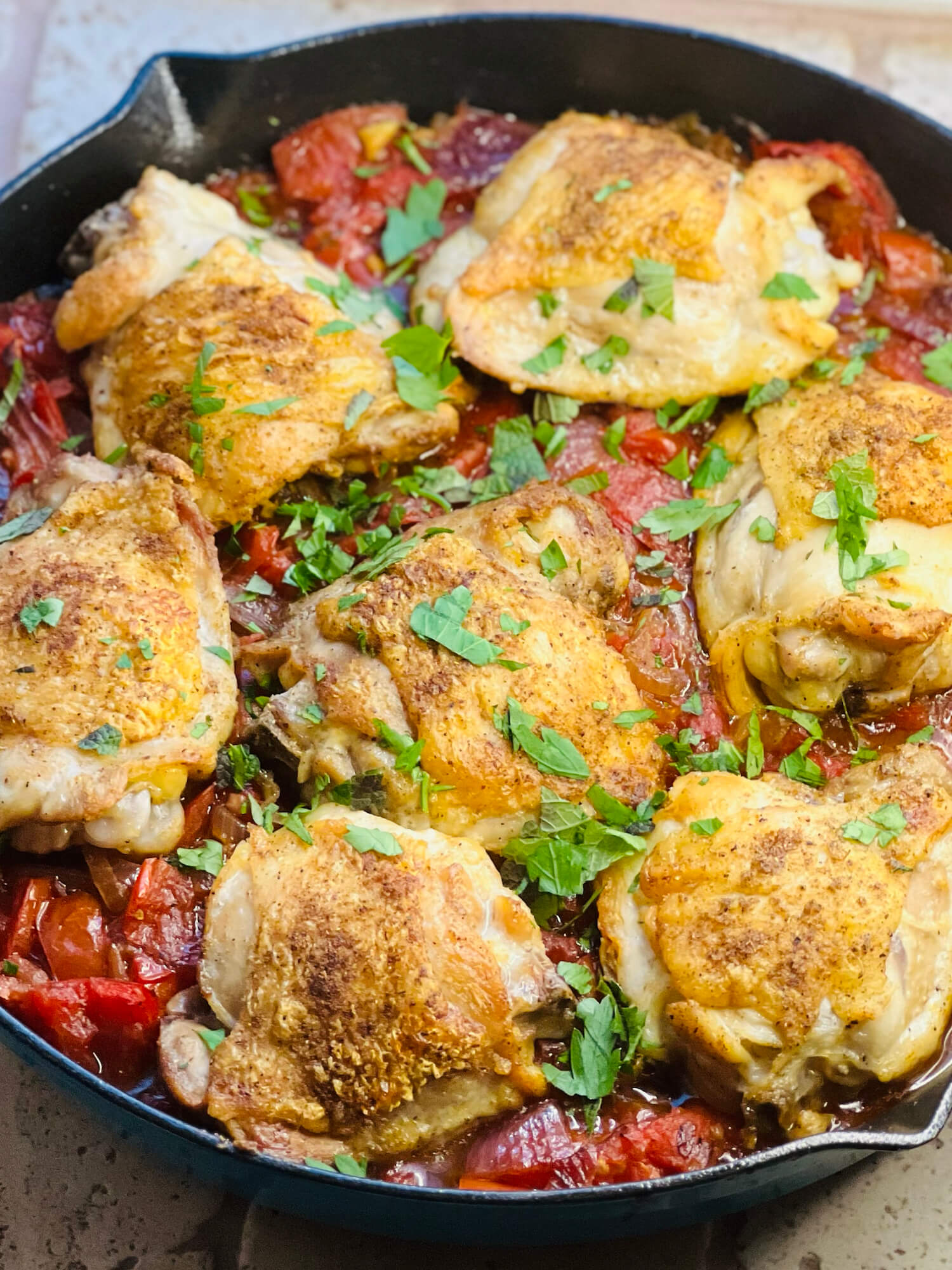 One Skillet Mediterranean Chicken With Sun-Dried Tomatoes & Artichokes