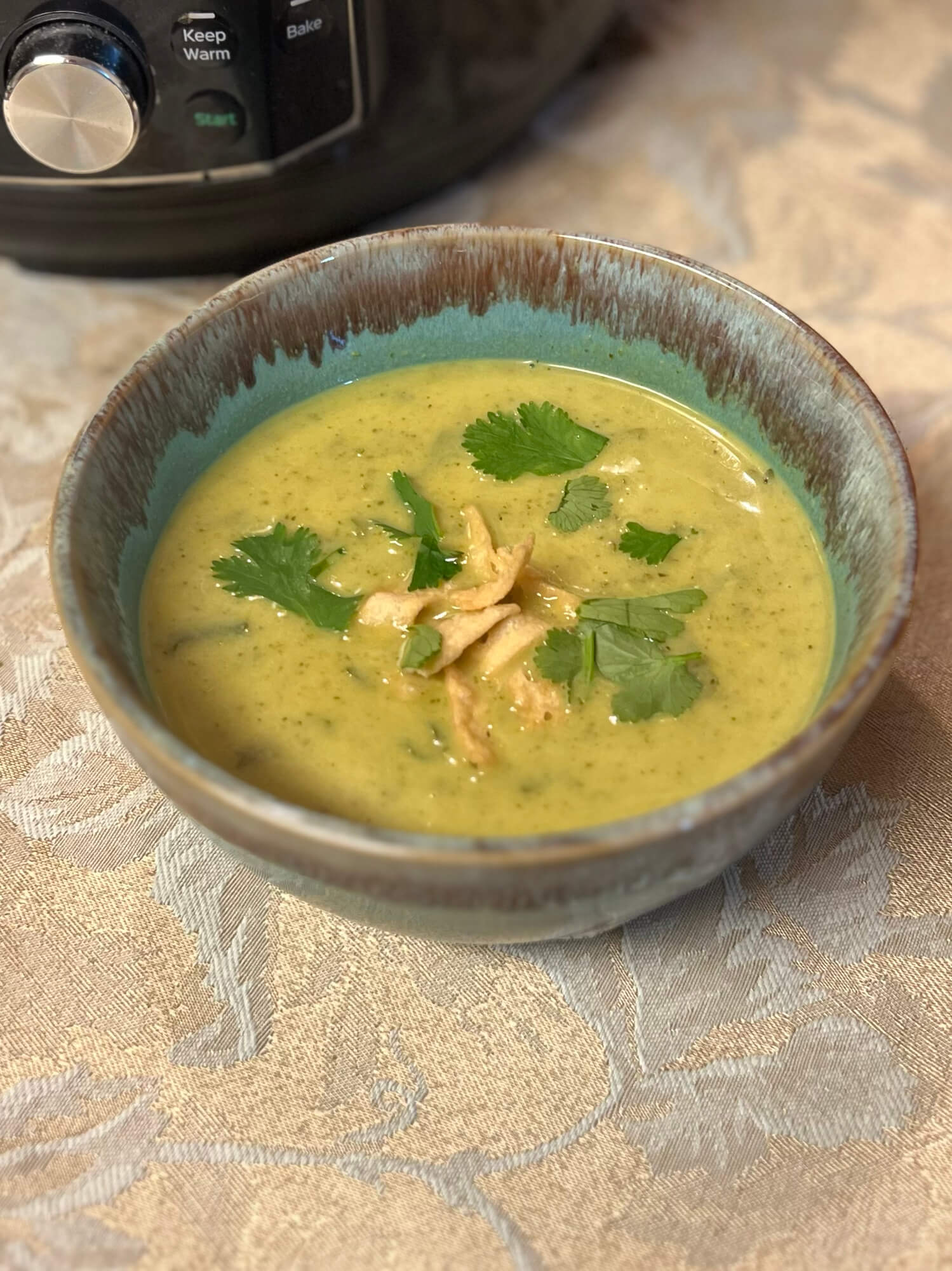 Instant Pot Ginger-Infused Curried Broccoli and Cilantro Soup
