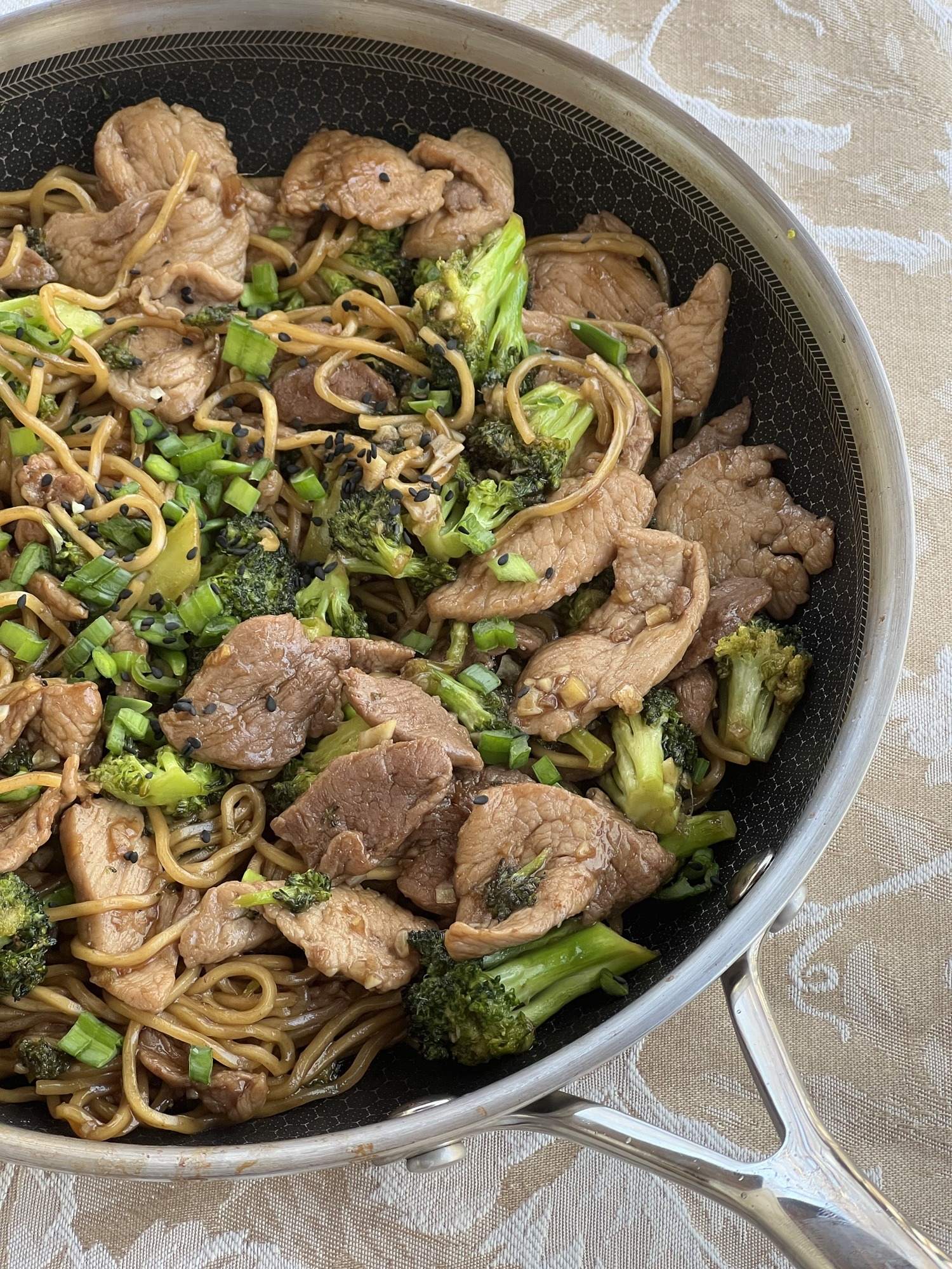 Flavor-packed Honey Garlic Pork with Asian Noodles and Broccoli