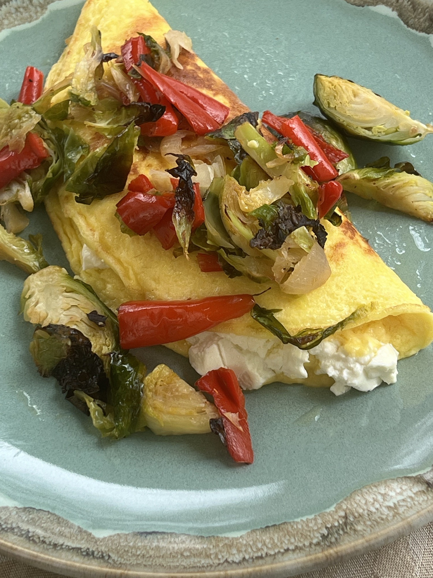 Roasted Vegetables And Goat Cheese Omelette