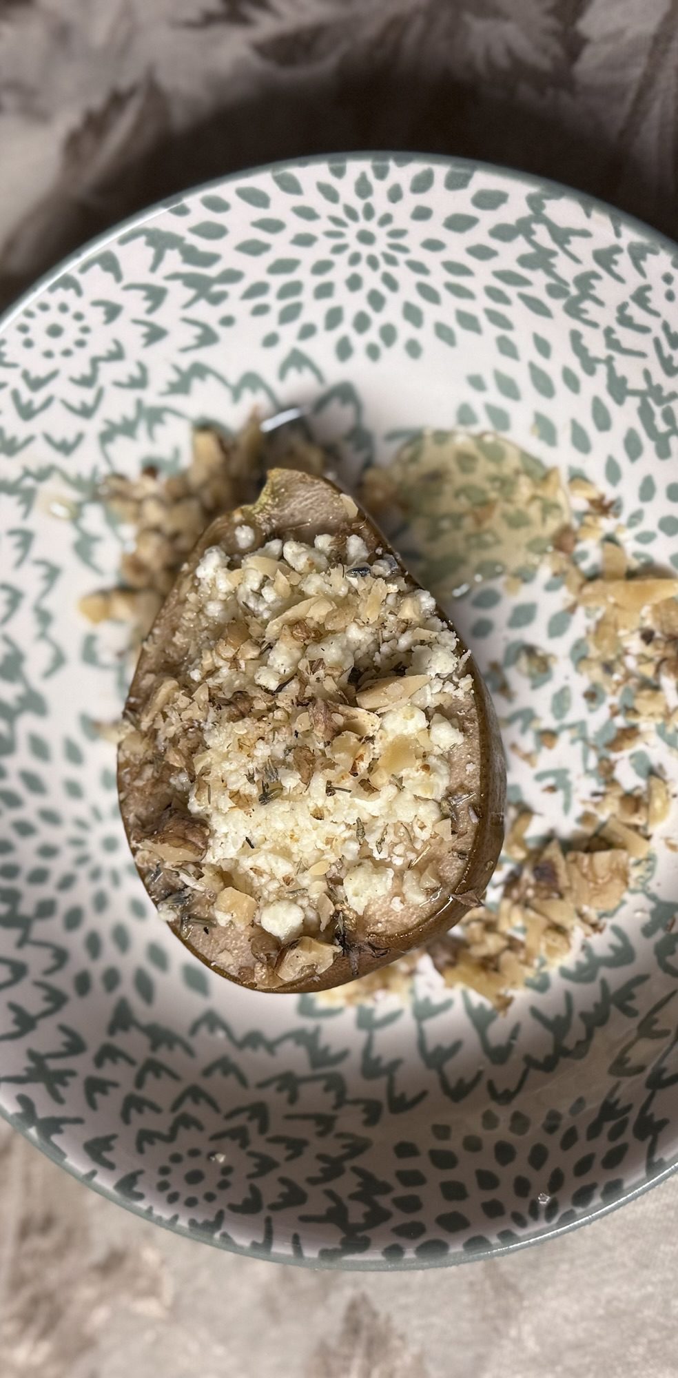 Lavender-Honey Baked Pears with Goat Cheese & Walnuts