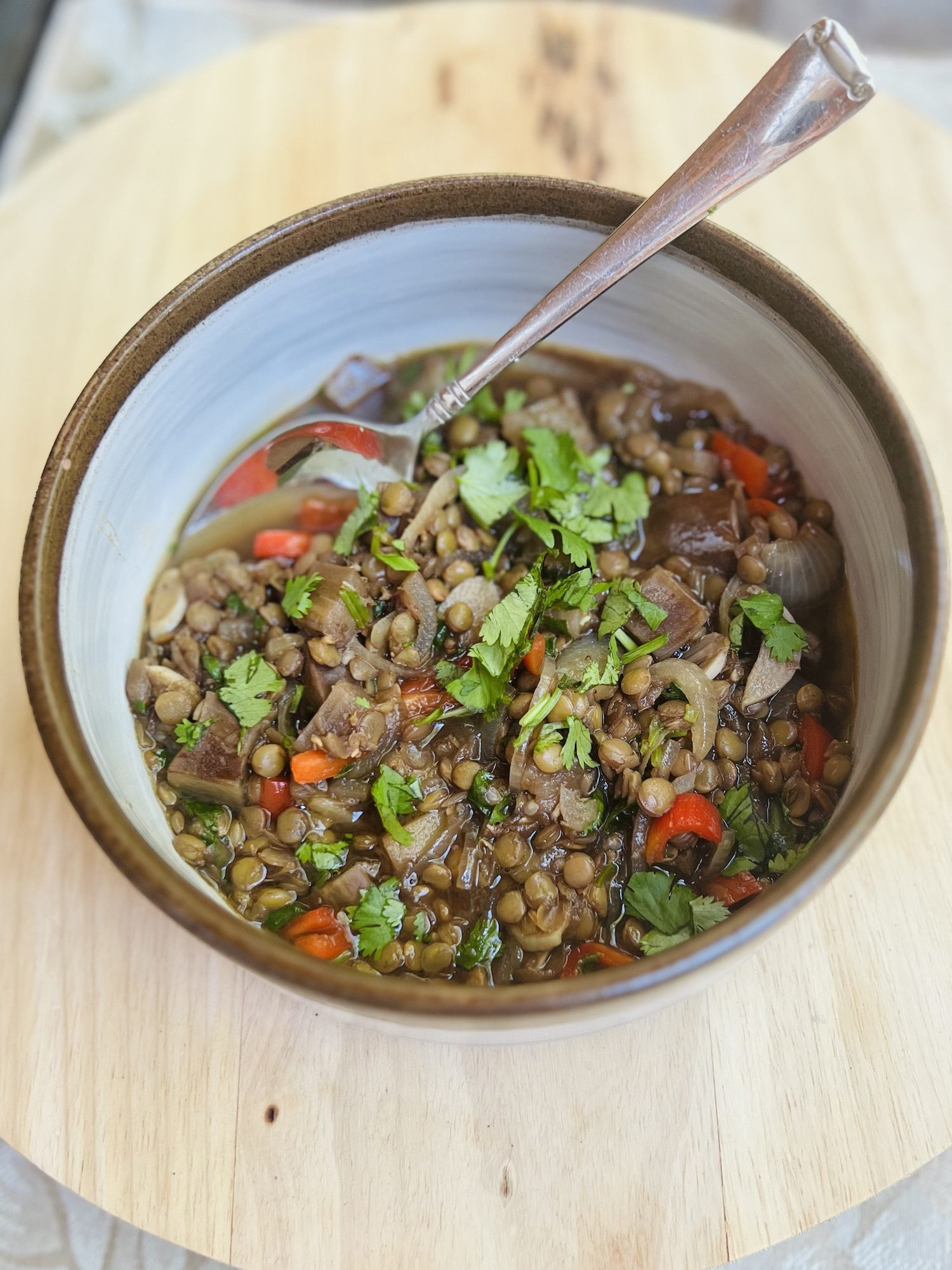 Lentil And Eggplant Stew With Pomegranate Molasses